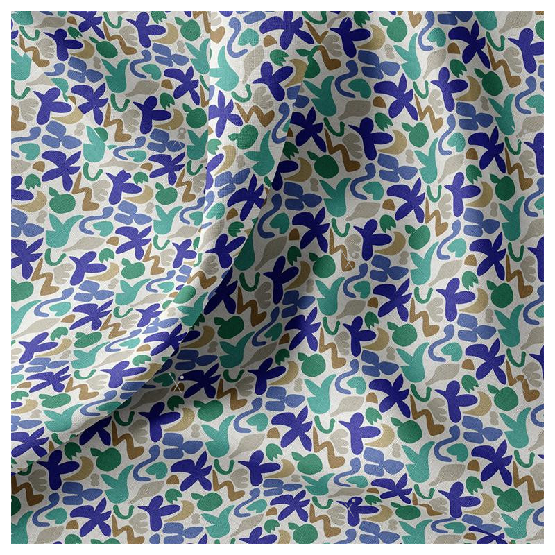 Algodón estampado SWIGO Azul / Verde